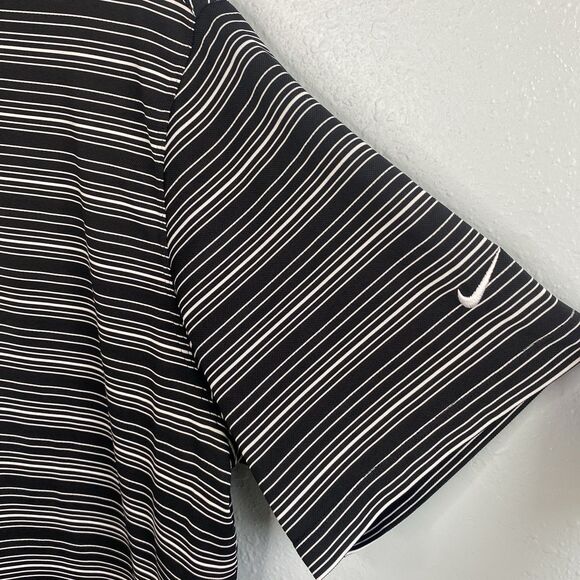 Nike Golf Mens Size XXL Dri-Fit Performance Black White Striped Polo Shirt - Picture 6 of 9